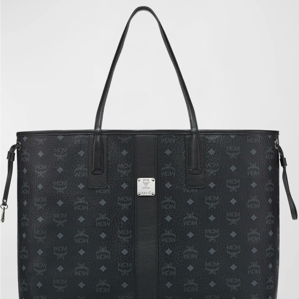 MCM Large Black Monogram Tote Bag
